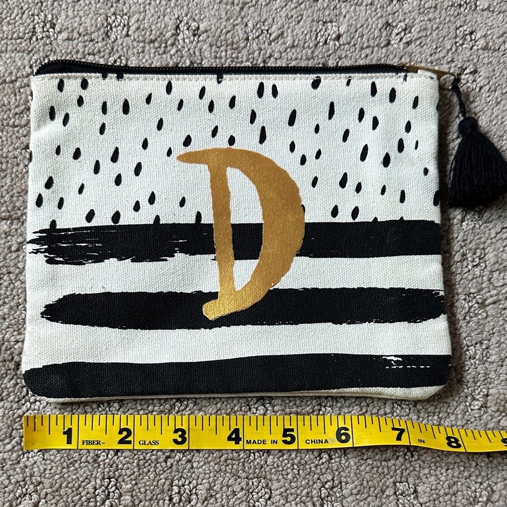 Monogrammed Pouch with Gold Initial